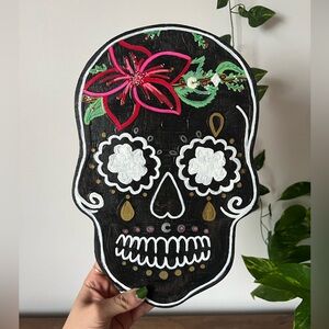 Handpainted Wood Skull Wall Decor